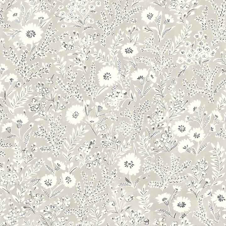 Agathon Taupe Floral Wallpaper - York Wallcoverings - 4072-70049
