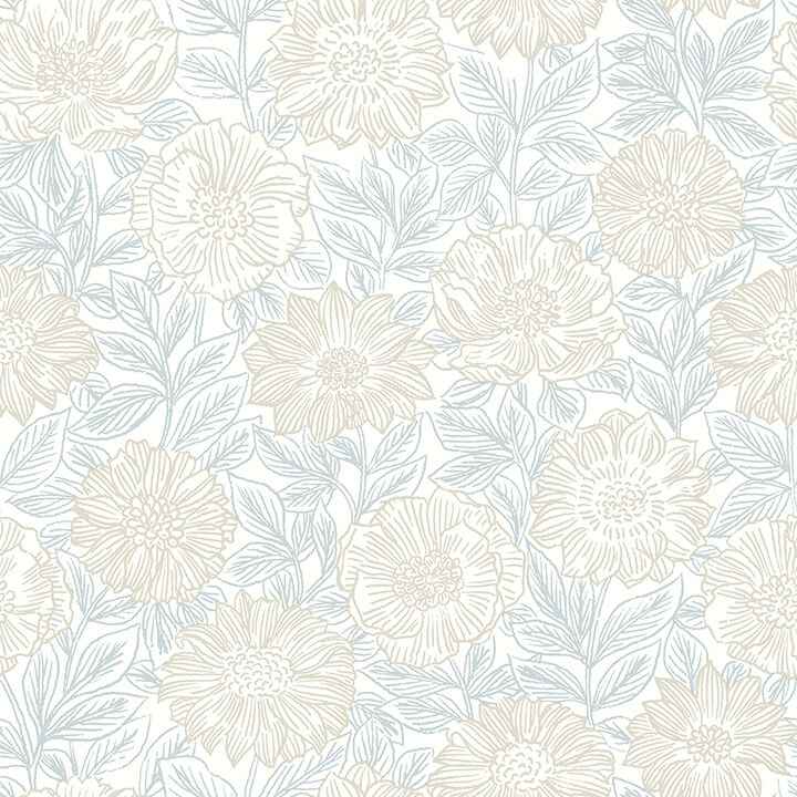 Faustin Neutral Floral Wallpaper - York Wallcoverings - 4072-70045