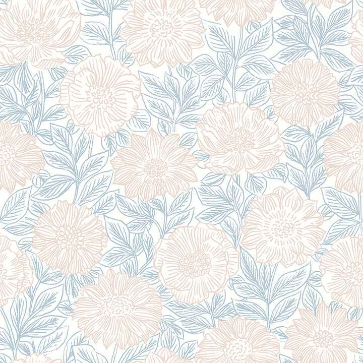 Faustin Blush Floral Wallpaper - York Wallcoverings - 4072-70046