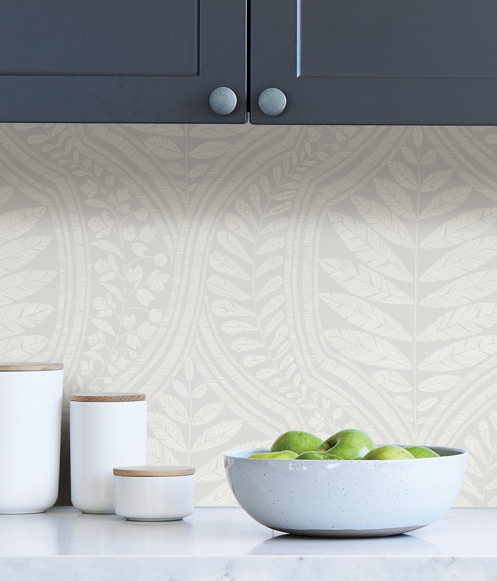 Grey Foliate Peel and Stick Wallpaper - Brewster Wallcovering