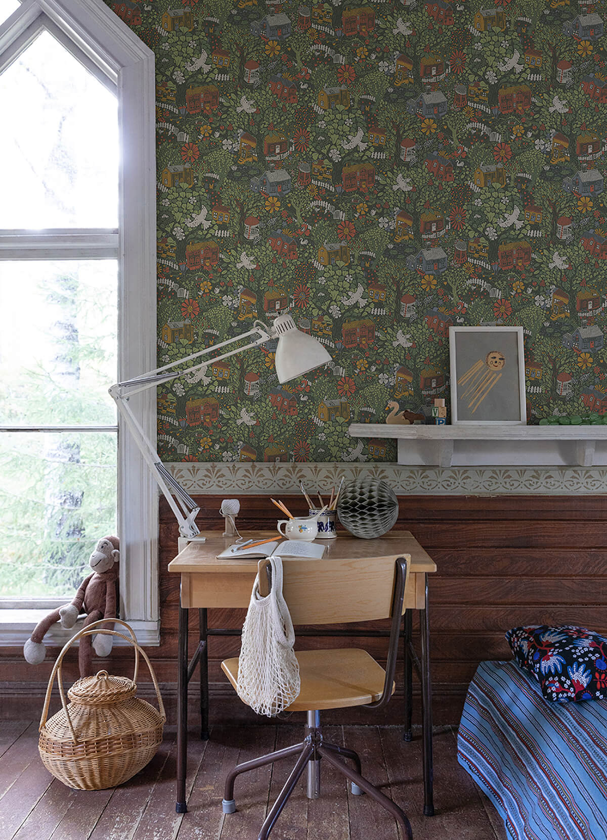 bygga-bo-green-woodland-village-wallpaper-york-wallcoverings-4111-63003 - York Wallcoverings Papel pintado