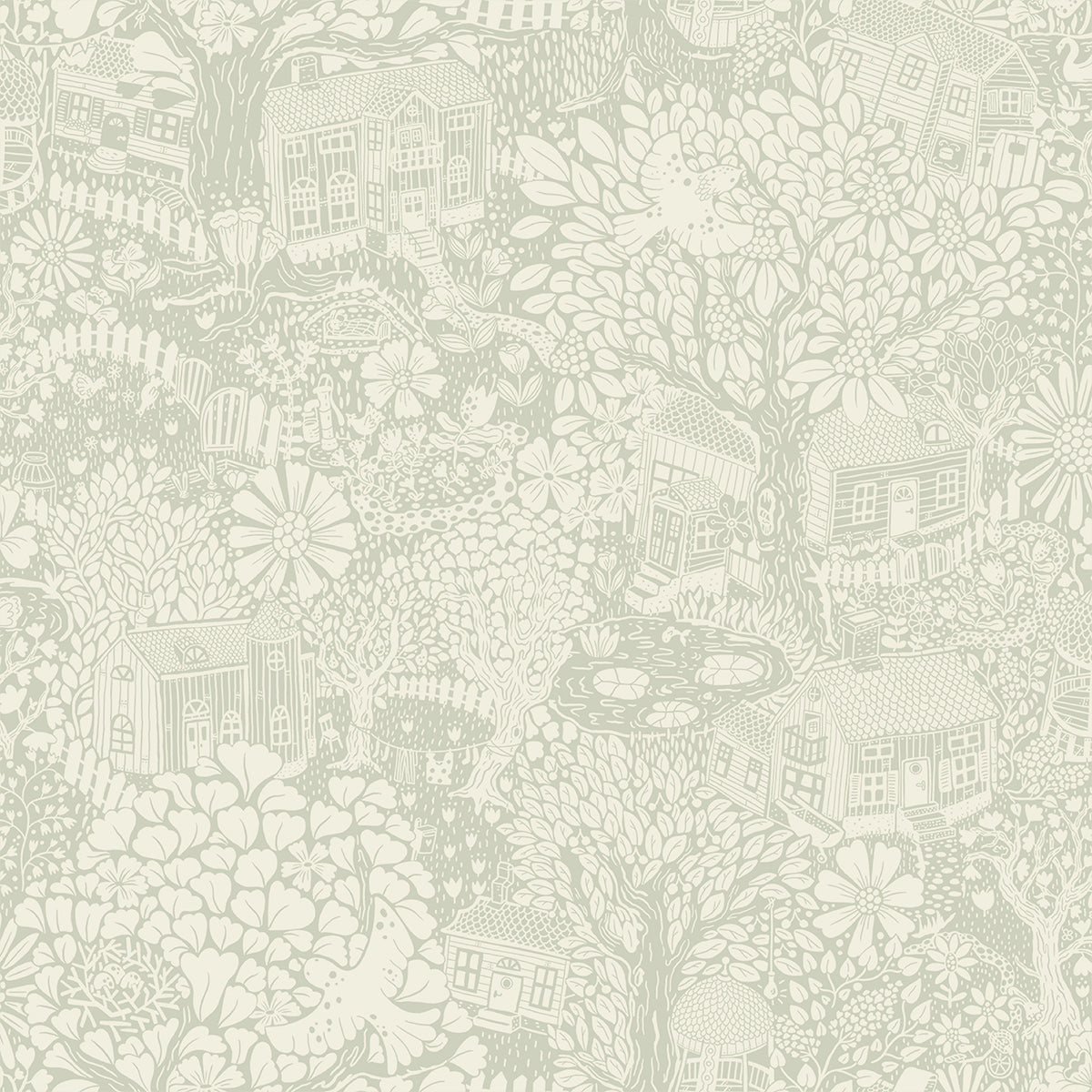 Picture of Bygga Bo Seafoam Woodland Village Wallpaper