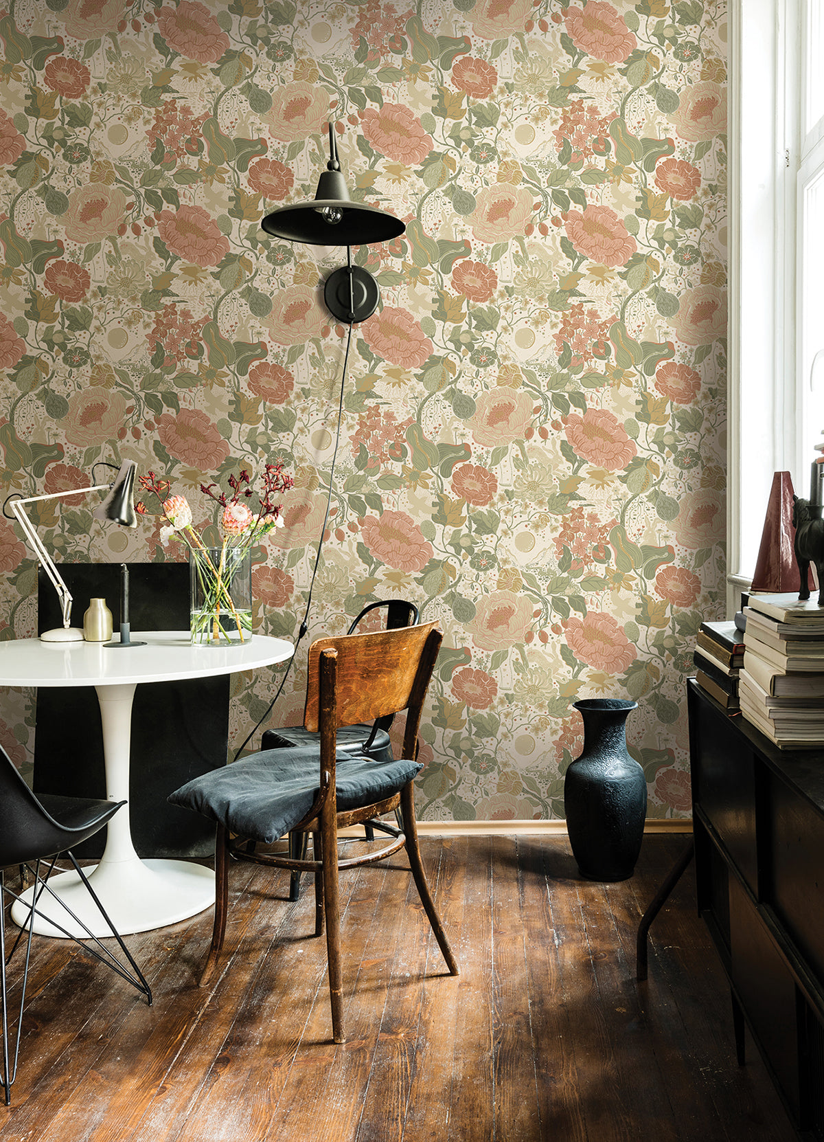 Växa Green Rabbits & Rosehips Wallpaper  | Brewster Wallcovering - The WorkRm