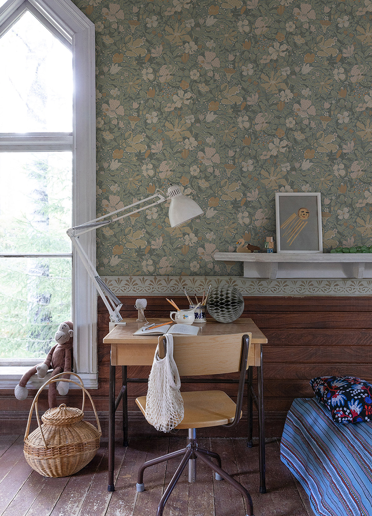 Midsommar Grey Floral Medley Wallpaper - Brewster Wallcovering