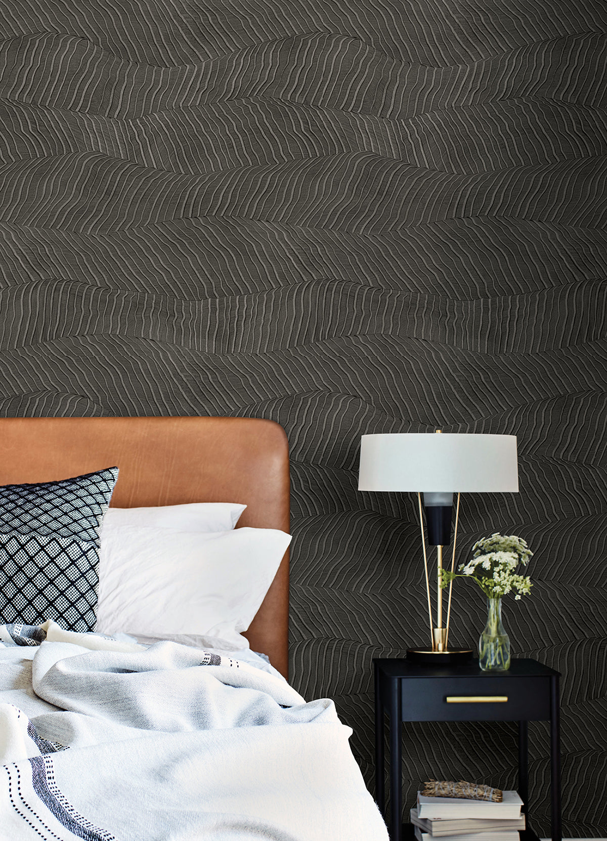 Drift Charcoal Abstract Landscape Wallpaper - Brewster Wallcovering