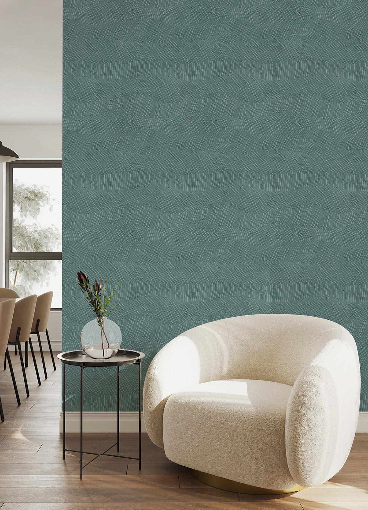 Drift Turquoise Abstract Landscape Wallpaper - Brewster Wallcovering