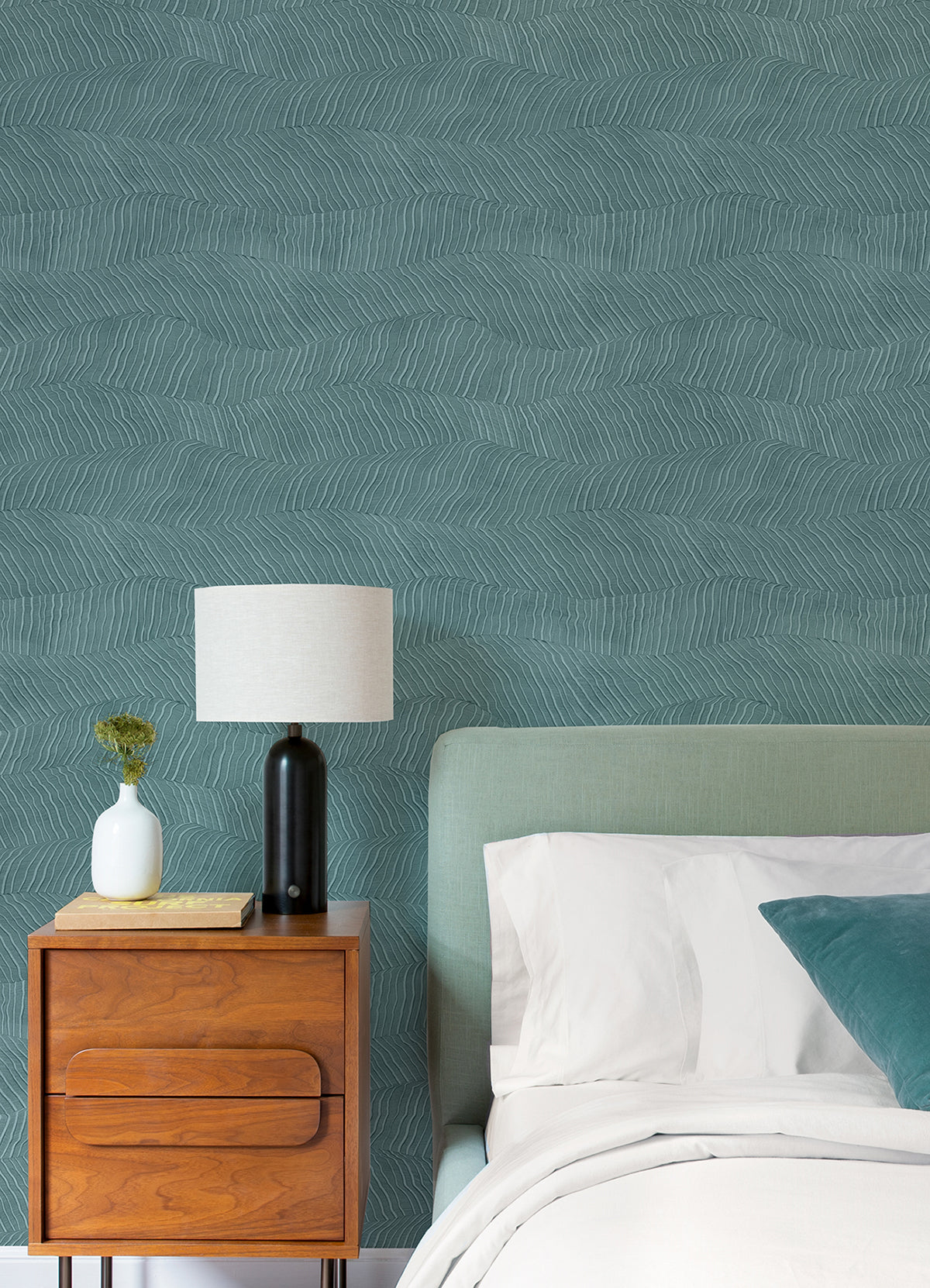 Drift Turquoise Abstract Landscape Wallpaper - Brewster Wallcovering