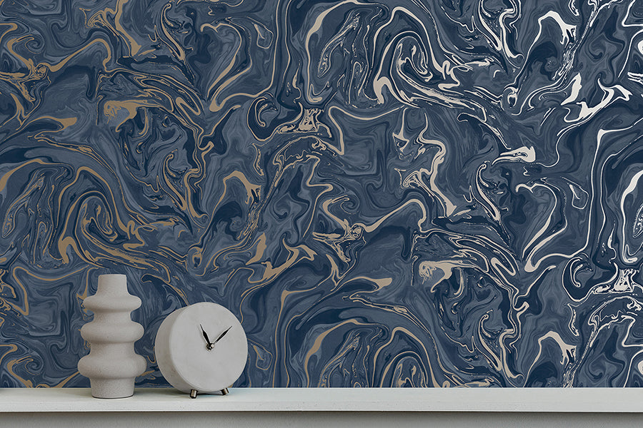 suave-navy-marble-wallpaper-york-wallcoverings-fd43055 - York Wallcoverings Wallpaper