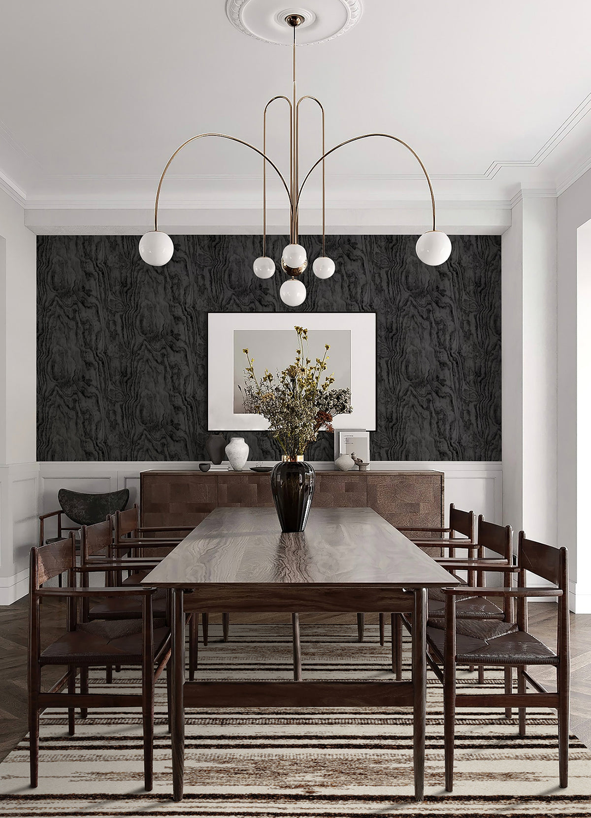 Black Sloane Wood Peel and Stick Wallpaper - Brewster Wallcovering