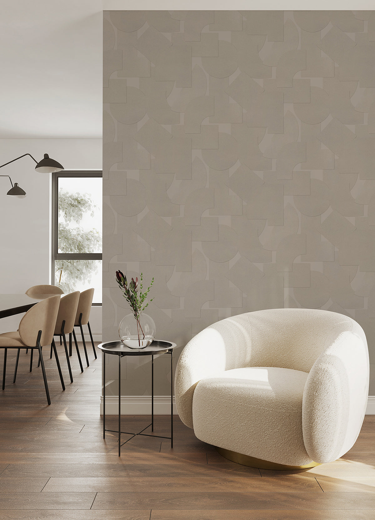 Taupe Bas Geometric Peel and Stick Wallpaper  | Brewster Wallcovering - The WorkRm