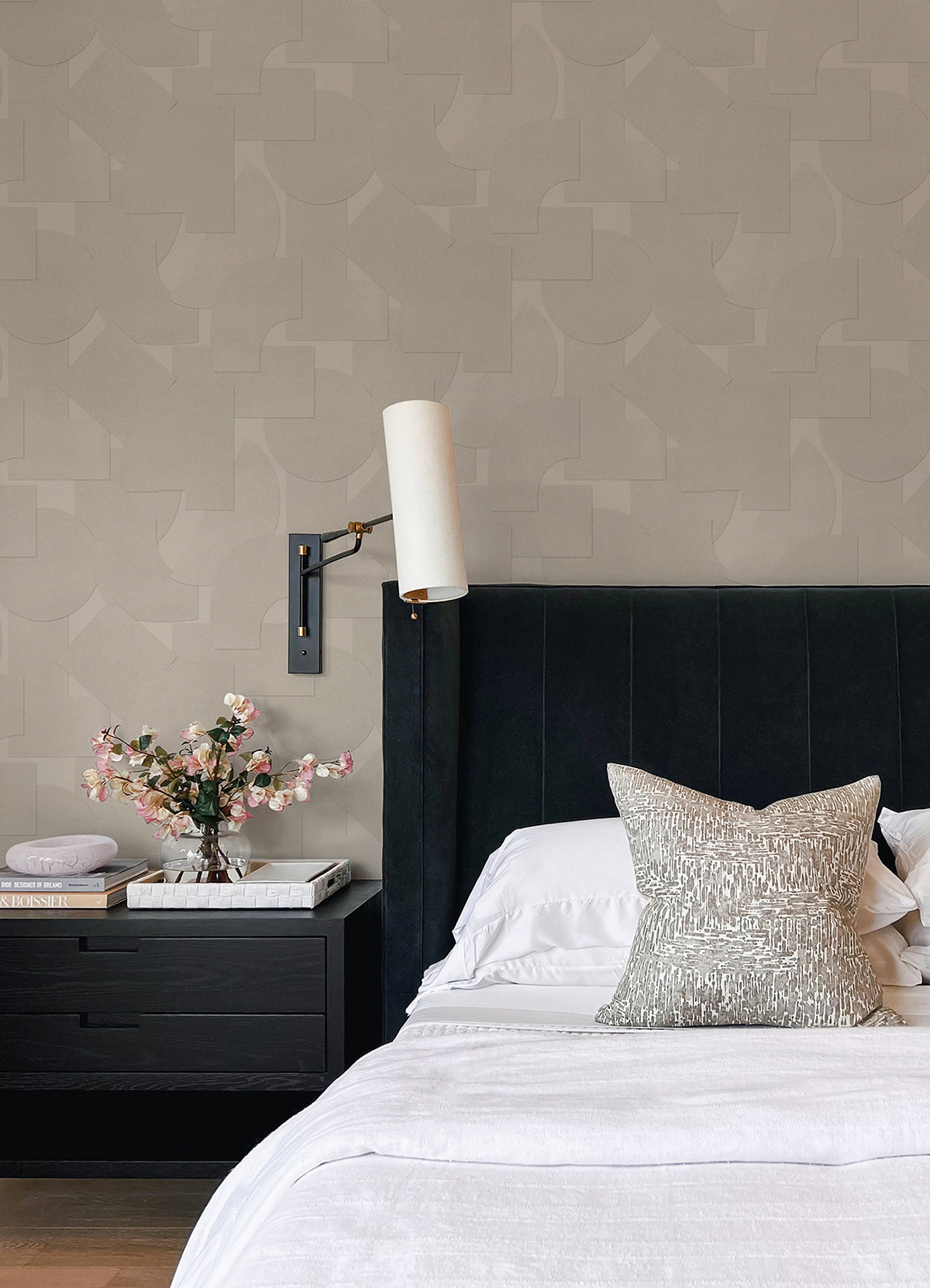 Taupe Bas Geometric Peel and Stick Wallpaper - Brewster Wallcovering