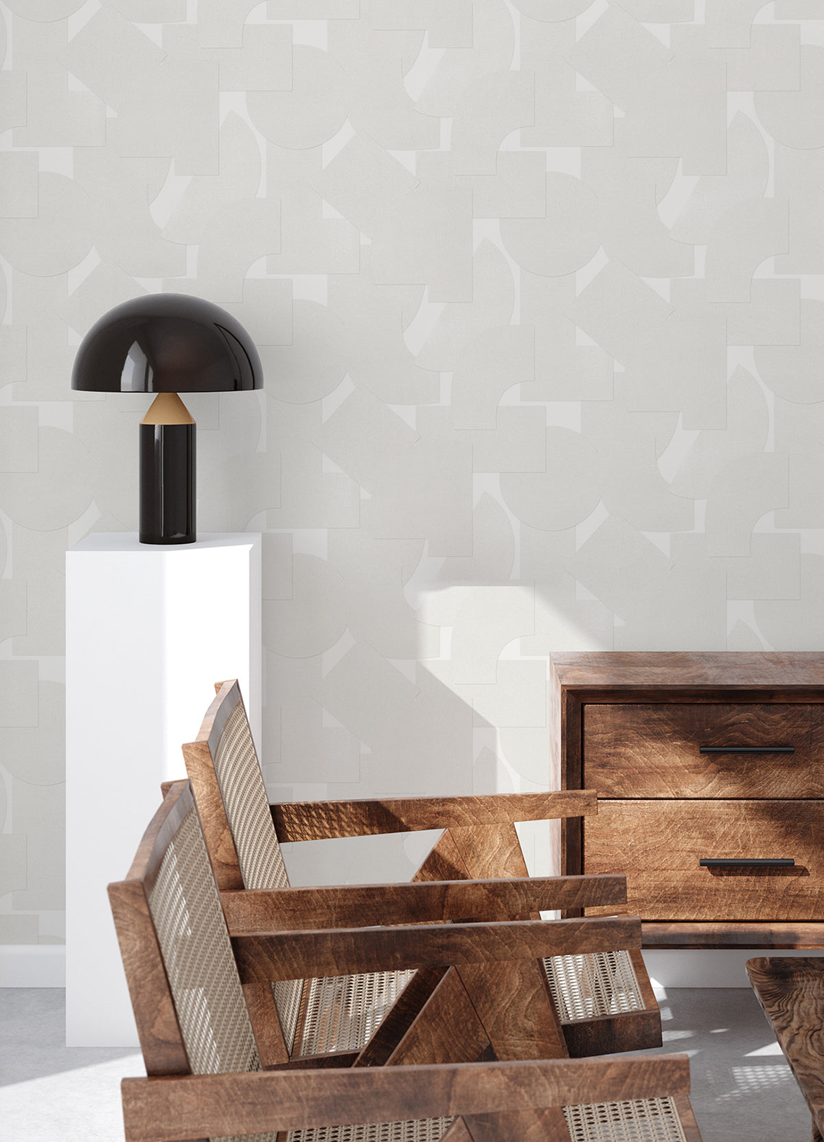 White Bas Geometric Peel and Stick Wallpaper  | Brewster Wallcovering - The WorkRm