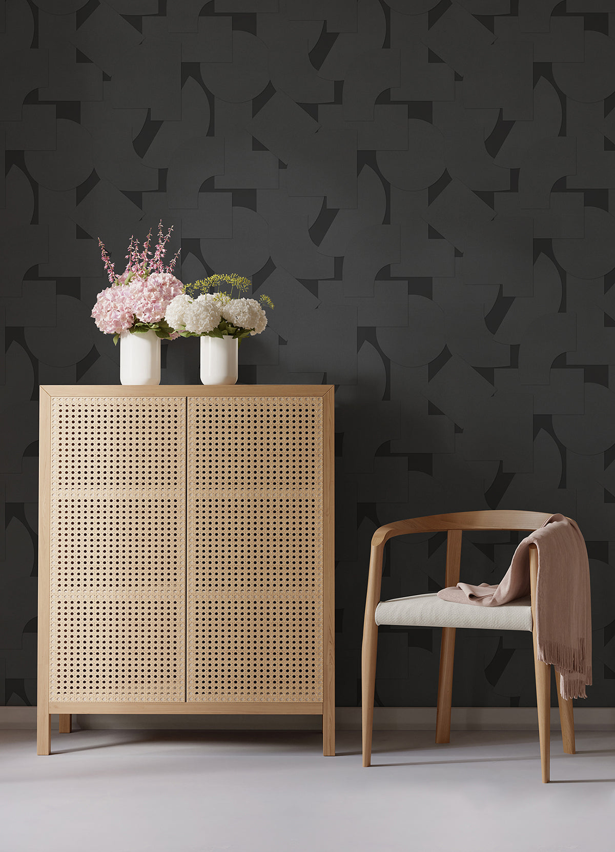 Black Bas Geometric Peel and Stick Wallpaper  | Brewster Wallcovering - The WorkRm