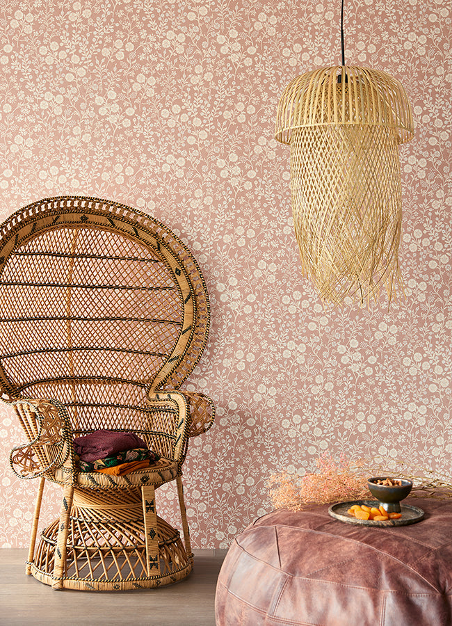 Liana Blush Trail Wallpaper - Brewster Wallcovering