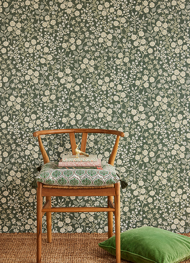 Liana Evergreen Trail Wallpaper - Brewster Wallcovering