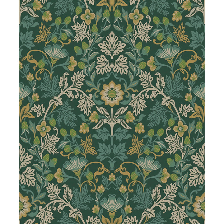 Picture of Lila Teal Strawberry Floral Wallpaper