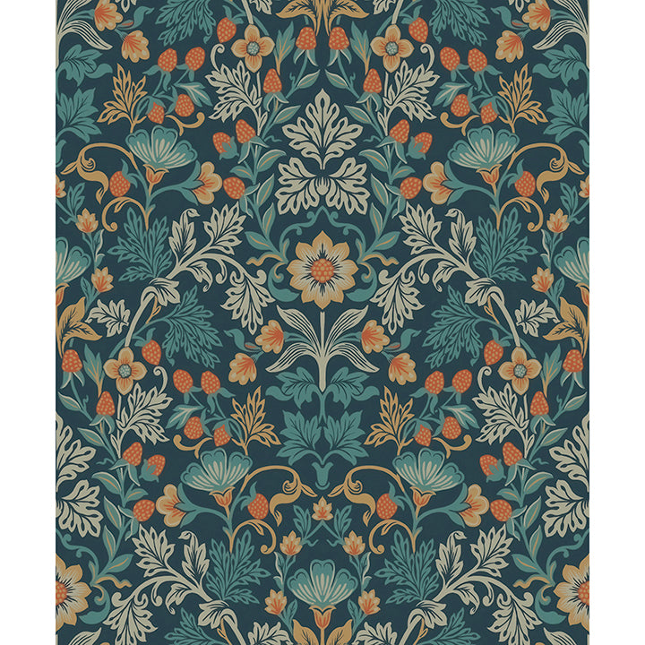 Picture of Lila Blue Strawberry Floral Wallpaper