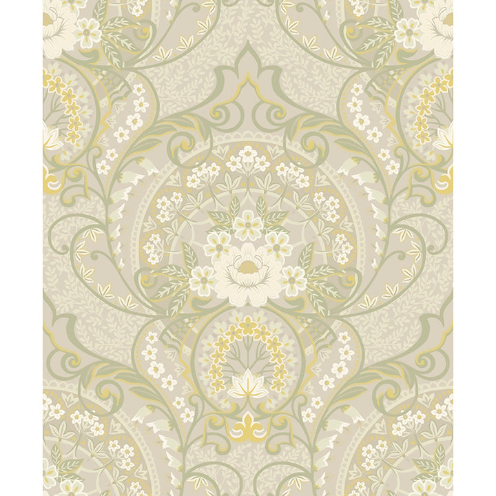 Picture of Nasrin Light Grey Damask Wallpaper