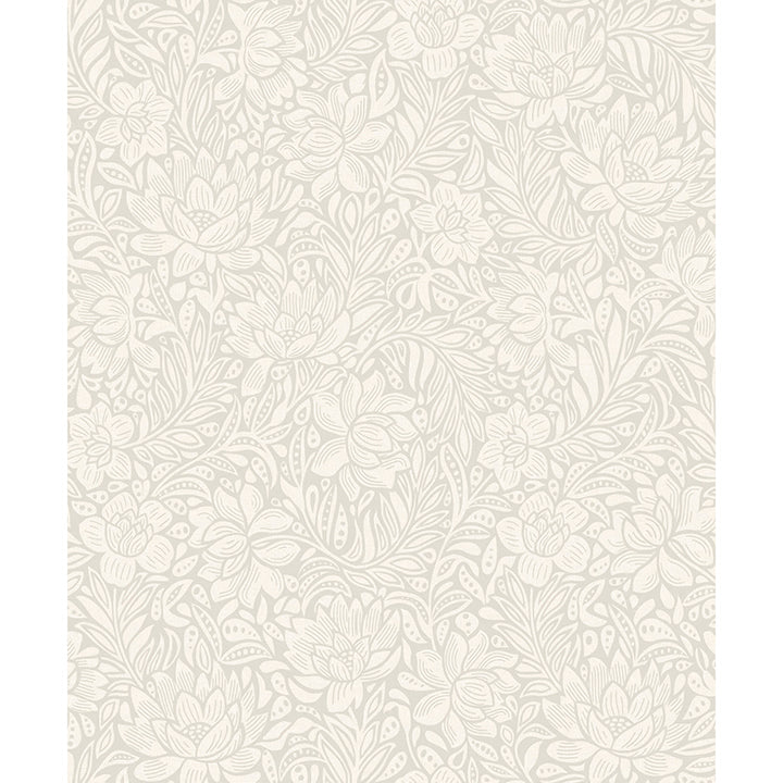 Brewster Wallcovering-Zahara Light Grey Floral Wallpaper