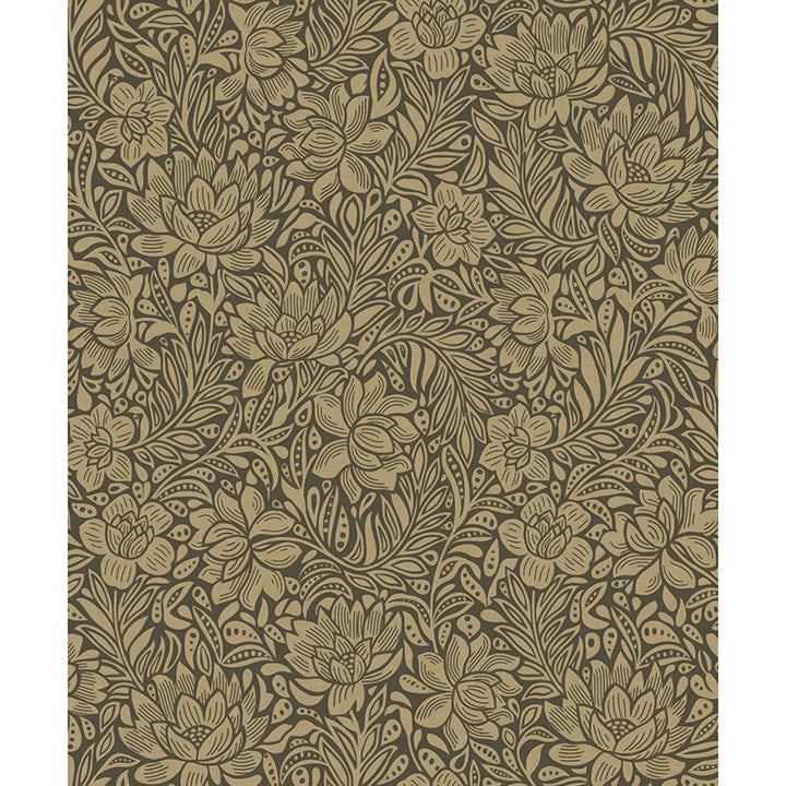 Brewster Wallcovering-Zahara Chocolate Floral Wallpaper