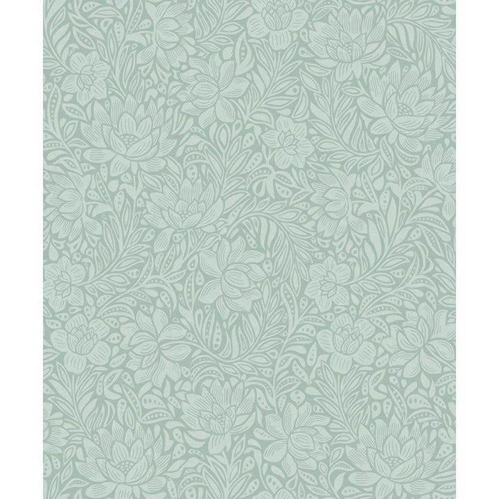 Brewster Wallcovering-Zahara Seafoam Floral Wallpaper
