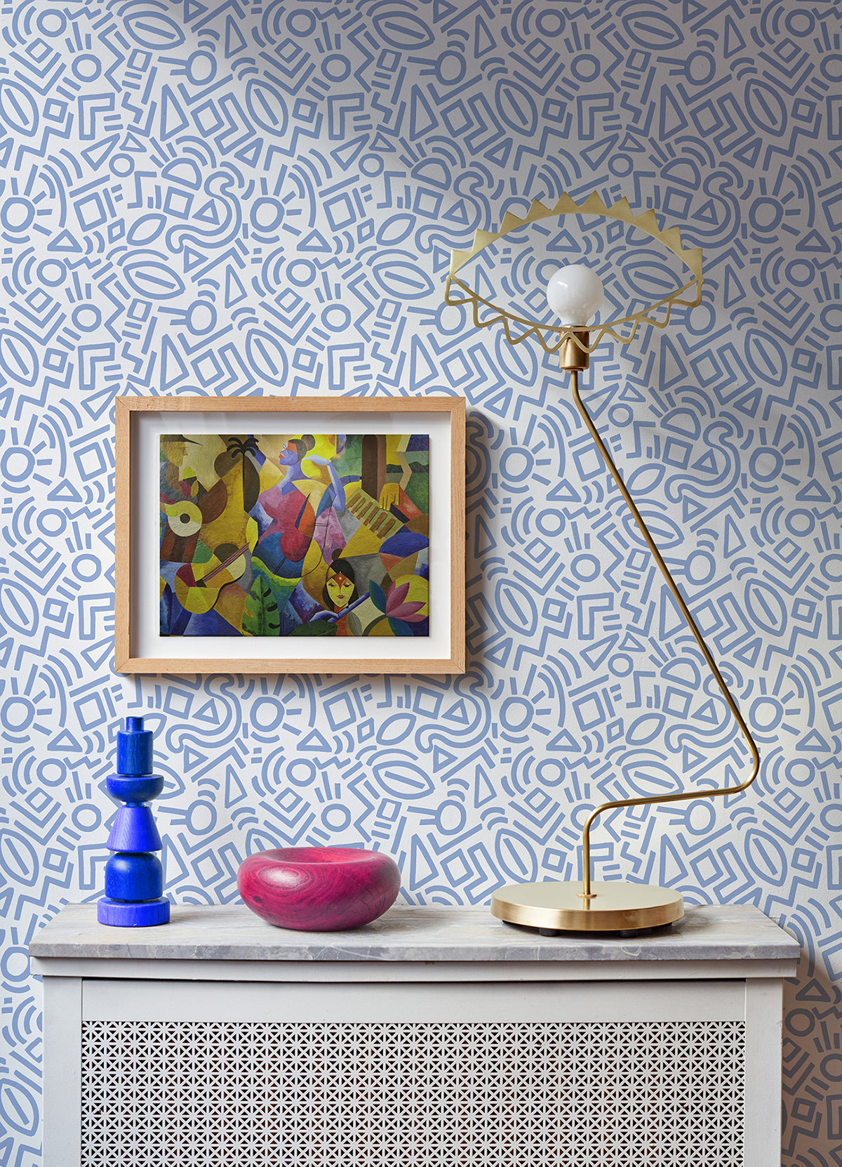 Periwinkle Doodle Abstract Peel and Stick Wallpaper  | Brewster Wallcovering - The WorkRm