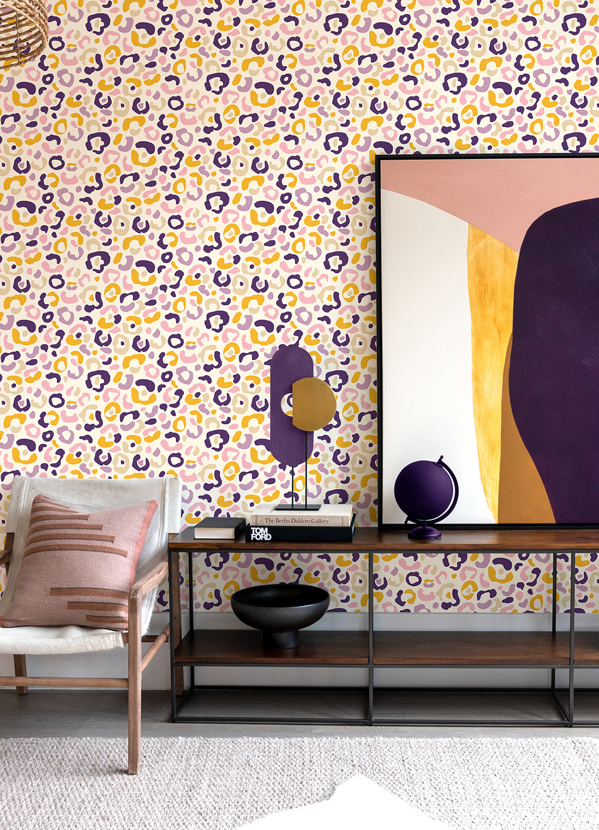 Multi Purple Leopard Spots Peel and Stick Wallpaper  | Brewster Wallcovering