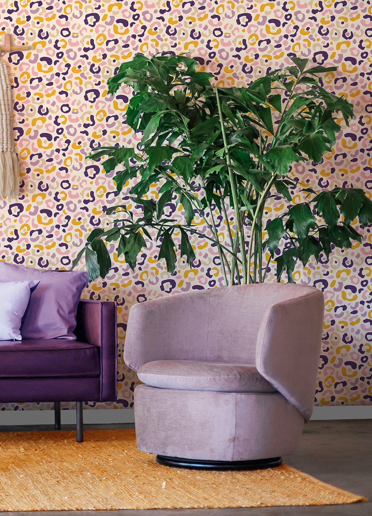 Multi Purple Leopard Spots Peel and Stick Wallpaper - Brewster Wallcovering