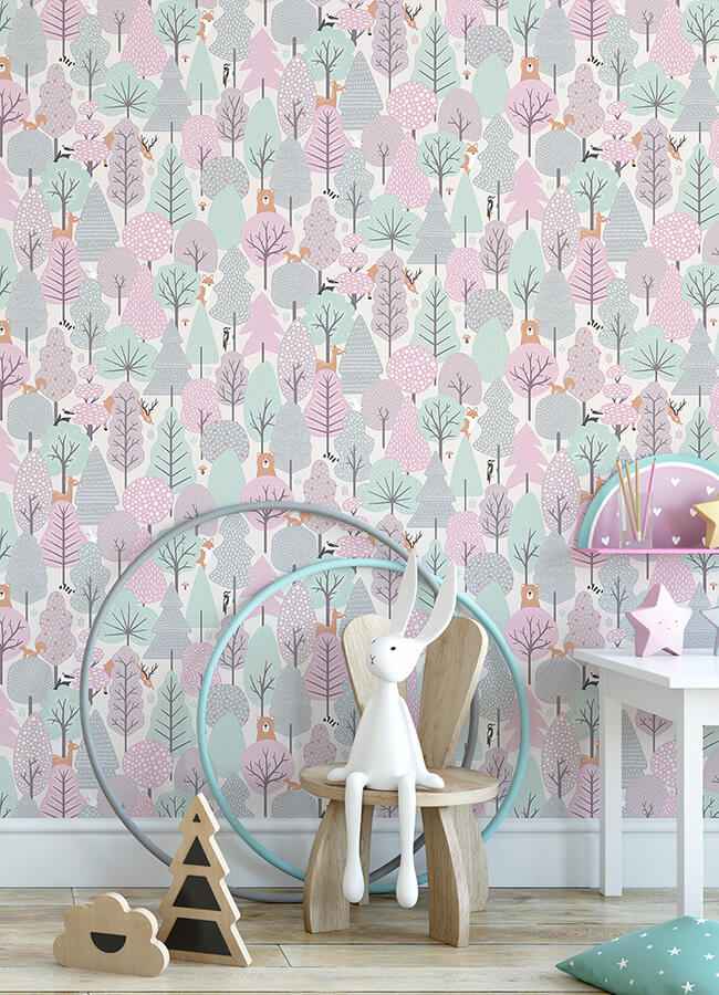Quillen Pink Forest Wallpaper - York Wallcoverings - 4060-51603 - York Wallcoverings Wallpaper