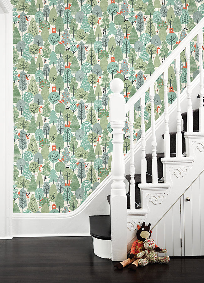 Quillen Green Forest Wallpaper  | Brewster Wallcovering