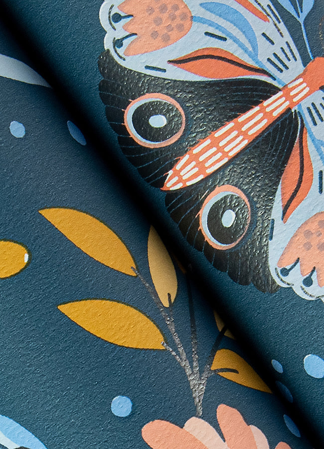 Zev Blue Butterfly Wallpaper  | Brewster Wallcovering