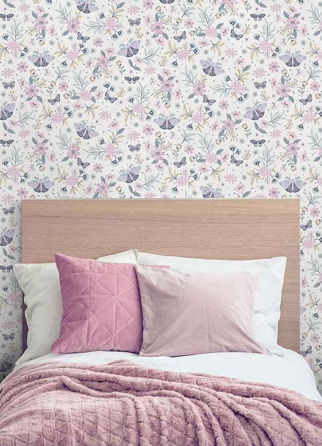 Zev Pink Butterfly Wallpaper - York Wallcoverings - 4060-58103 - York Wallcoverings Wallpaper