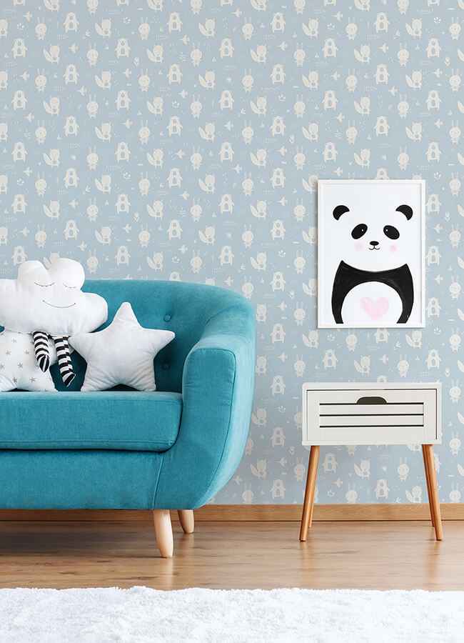Bitsy Sky Blue Woodland Wallpaper - York Wallcoverings - 4060-91311 - York Wallcoverings Wallpaper