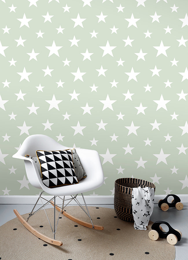 Amira Sage Stars Wallpaper  | Brewster Wallcovering