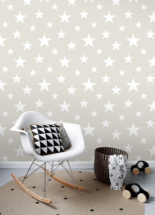 Amira Taupe Stars Wallpaper  | Brewster Wallcovering