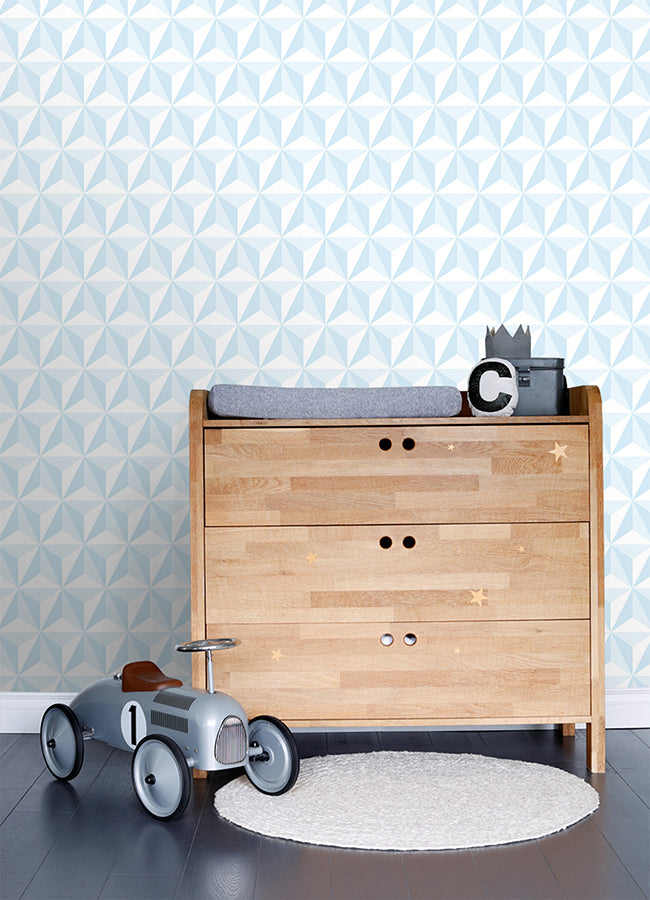 Adella Sky Blue Geometric Wallpaper  | Brewster Wallcovering - The WorkRm