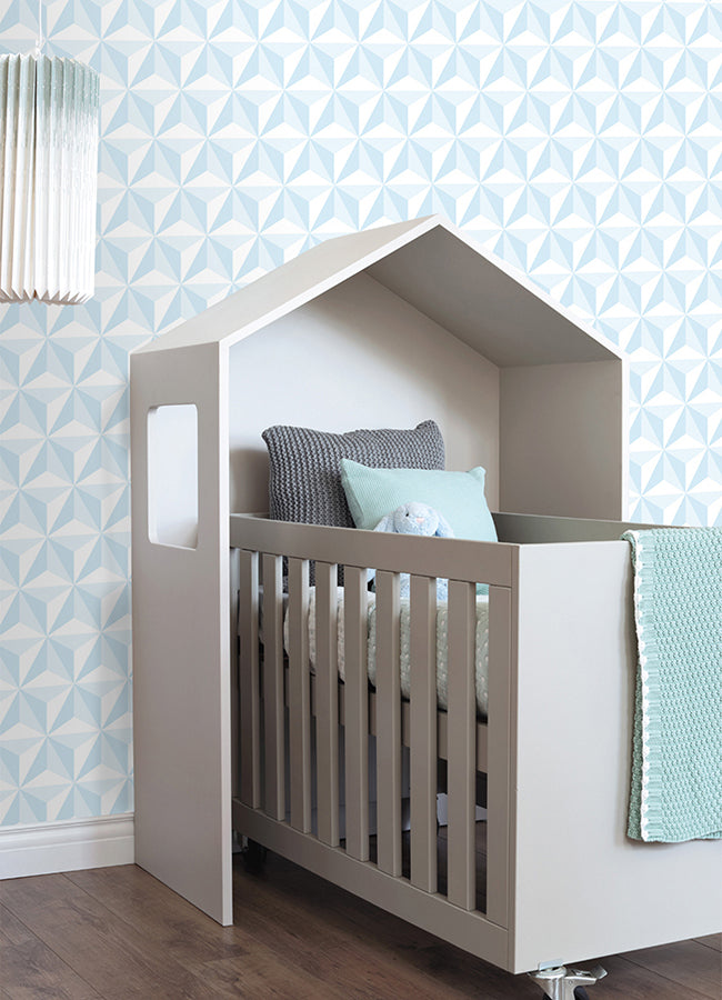 Adella Sky Blue Geometric Wallpaper  | Brewster Wallcovering - The WorkRm