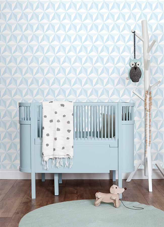 Adella Sky Blue Geometric Wallpaper  | Brewster Wallcovering - The WorkRm