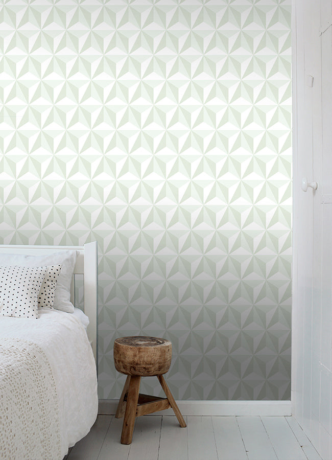 Adella Sage Geometric Wallpaper - Brewster Wallcovering