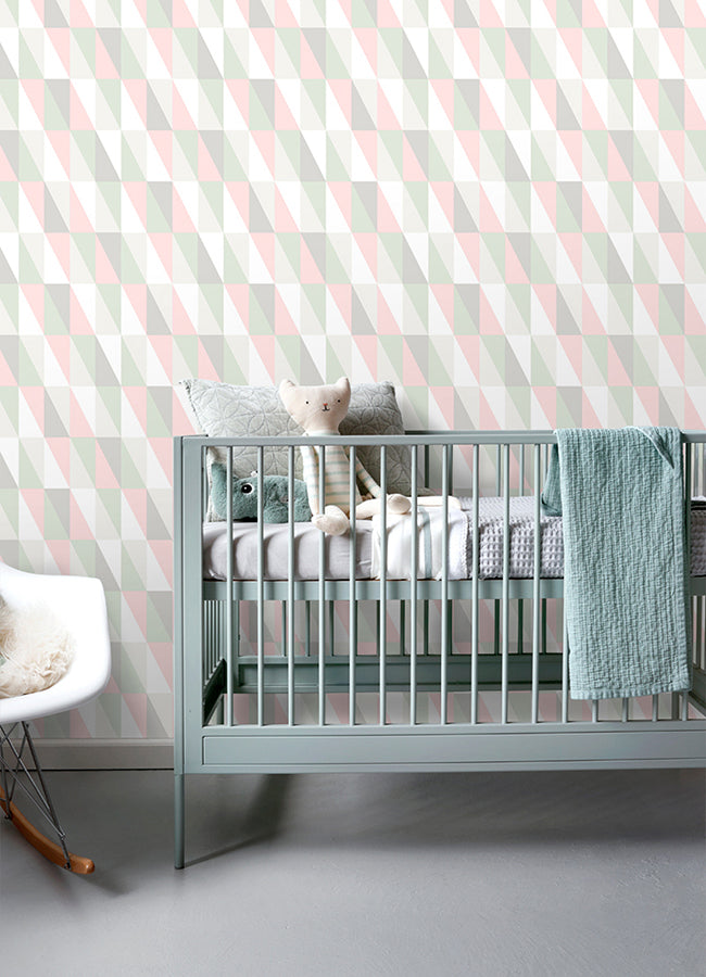 Inez Pastel Geometric Wallpaper - Brewster Wallcovering