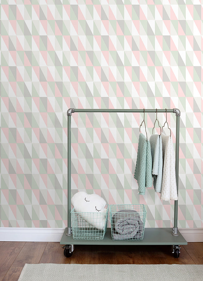 Inez Pastel Geometric Wallpaper - Brewster Wallcovering