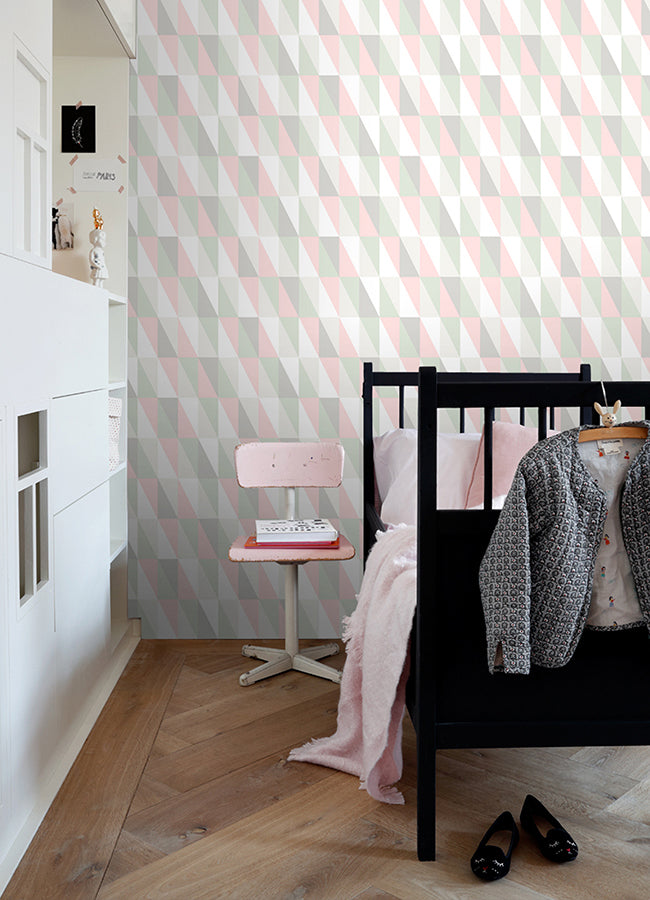 Inez Pastel Geometric Wallpaper - Brewster Wallcovering