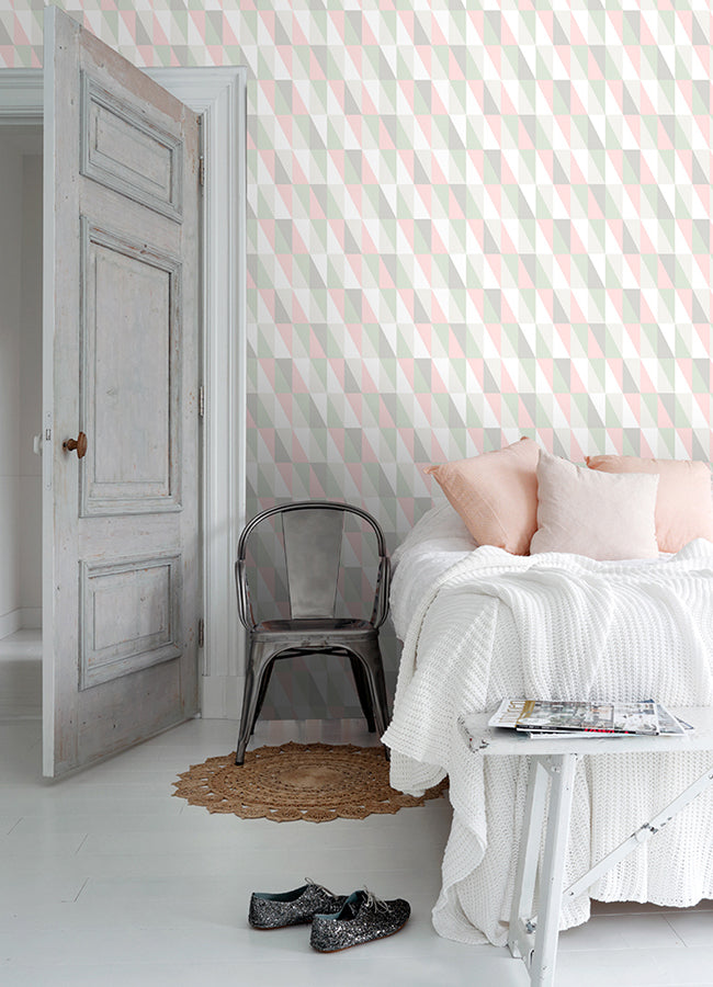 Inez Pastel Geometric Wallpaper - Brewster Wallcovering