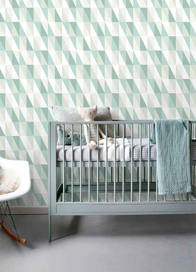 Inez Teal Geometric Wallpaper - York Wallcoverings - 4060-138920