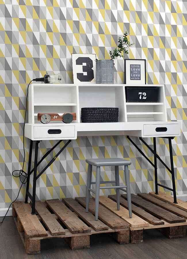 Inez Mustard Geometric Wallpaper - York Wallcoverings - 4060-138921 - York Wallcoverings Wallpaper