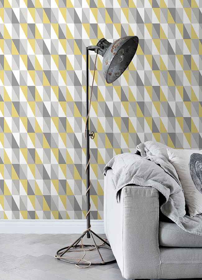 Inez Mustard Geometric Wallpaper - York Wallcoverings - 4060-138921 - York Wallcoverings Wallpaper