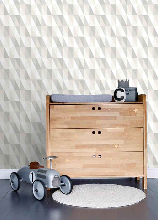 Inez Neutral Geometric Wallpaper - York Wallcoverings - 4060-138922 - York Wallcoverings Wallpaper