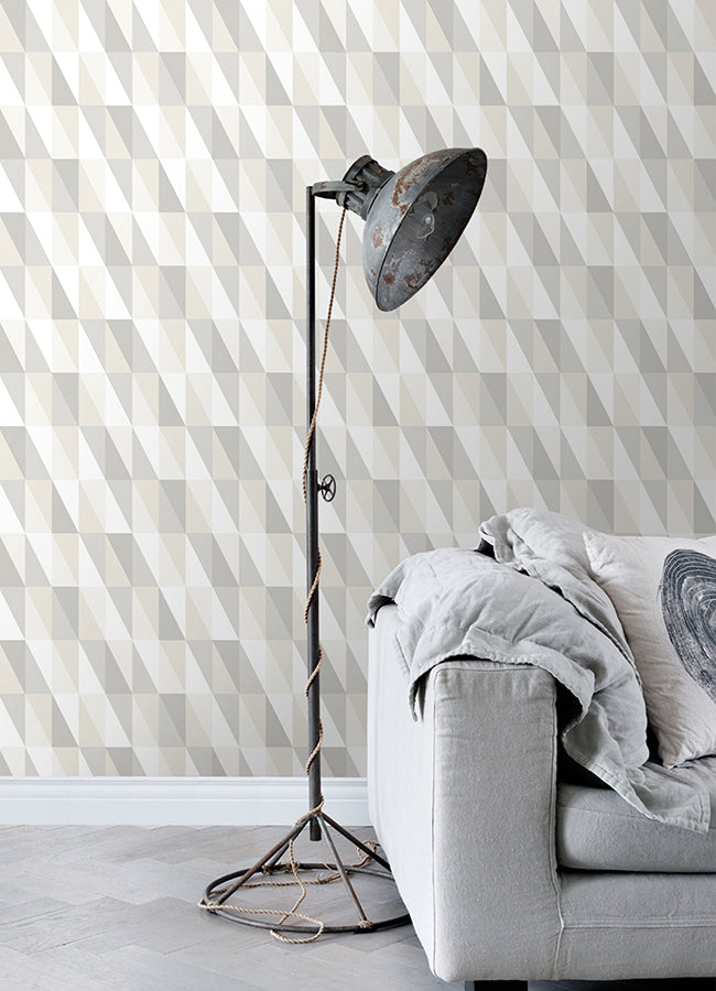 Inez Neutral Geometric Wallpaper - Brewster Wallcovering