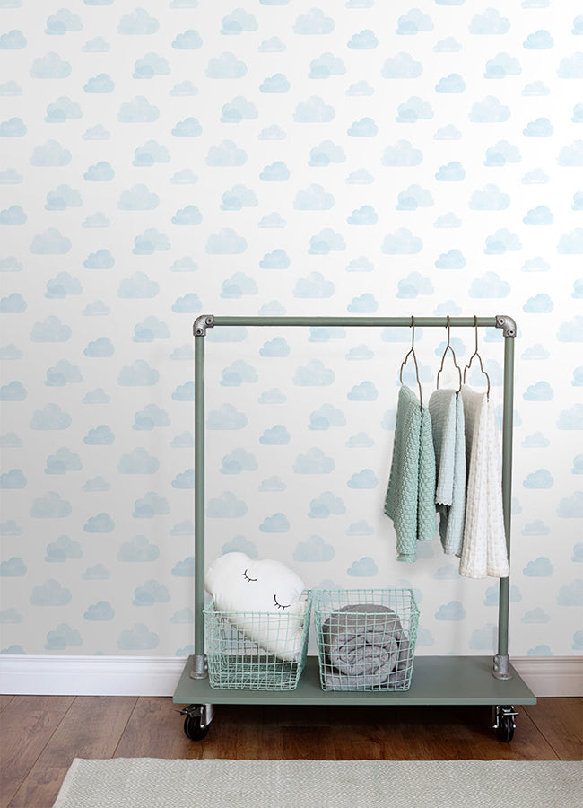 Irie Blue Clouds Wallpaper - Brewster Wallcovering