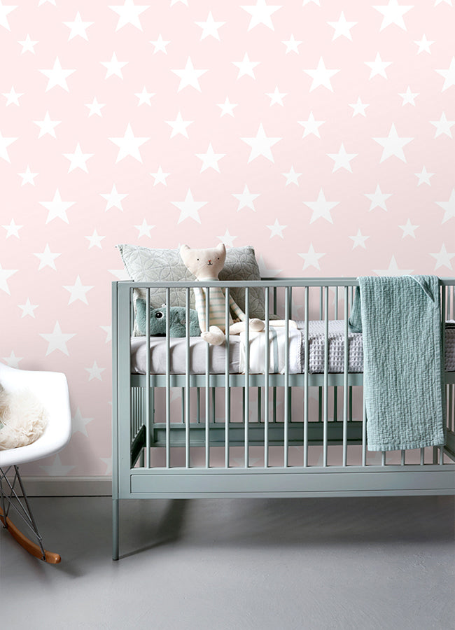 Amira Pink Stars Wallpaper  | Brewster Wallcovering